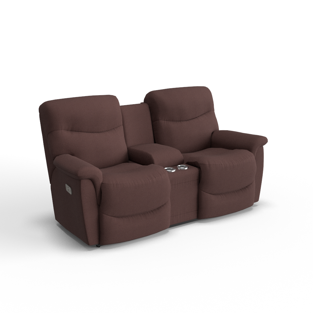 James Power Reclining Loveseat w/ Headrest & Console